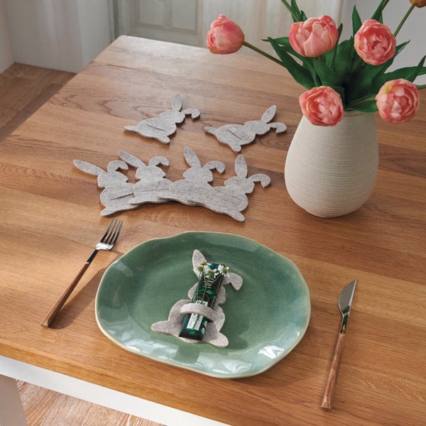 FRANK FLECHTWAREN|Bestecktasche Häschen, 8er Set, 9,5 x 16 cm, POLYESTER