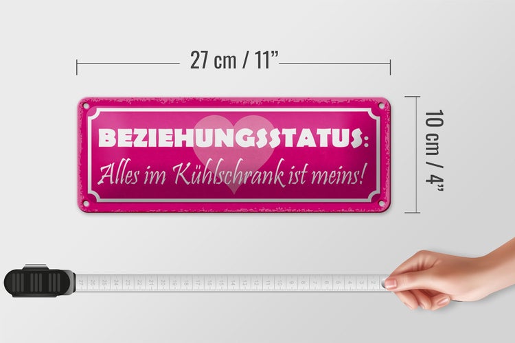 Blechschild Spruch 27x10cm Beziehungsstatus Kühlschrank Dekoration