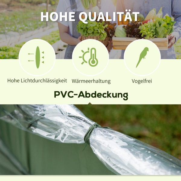 Outsunny Pop-Up Gewächshaus, mit 4 Reißverschlusstüren, 245 x 120 x 132 cm, Stahl, PVC, Transparent