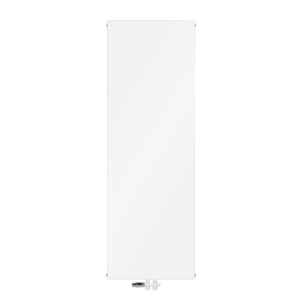 LuxeBath Badheizkörper 1800x604mm Weiß Flach mit Bodenanschlussgarnitur Durchgangsform Multiblock Thermostat, Paneelheizkörper Mittelanschluss Vertikal Planheizkörper Vorderseite glatt Flachheizkörper
