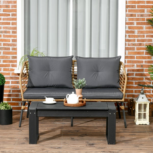 Outsunny Beistelltisch, 95L x 42B x 40H cm, HDPE, schwarz