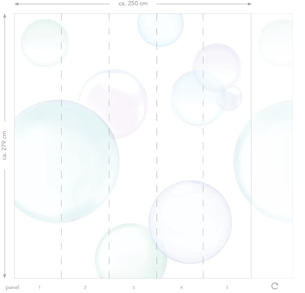 Tapetenmuster mit Seifenblasen und Abmessungen