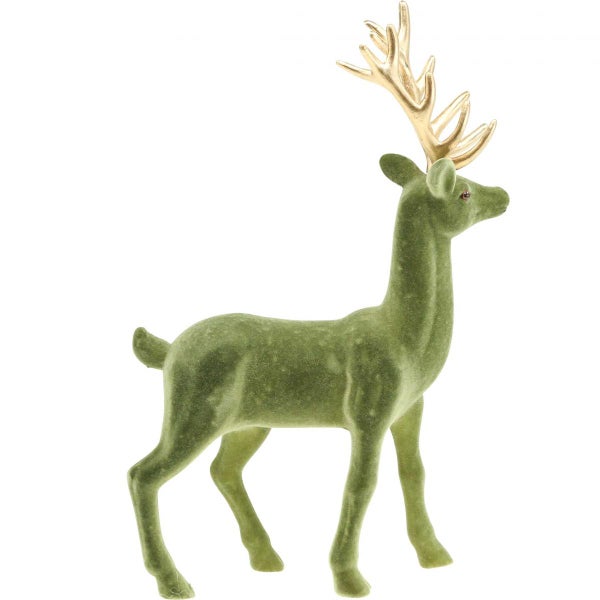 Dekorativer grüner Hirsch mit goldenem Geweih für Weihnachten