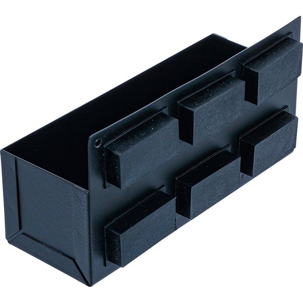 Schwarze magnetische Werkzeugschale aus Metall für Werkstattwagen und Metalloberflächen.