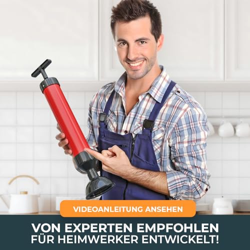 Rohrreinigungsspumpe 2.0 - [0,8 L] - Abflusspumpe für eine schnelle Siphonreinigung - Ideale Abflussreiniger Pumpe für Küche und Bad!