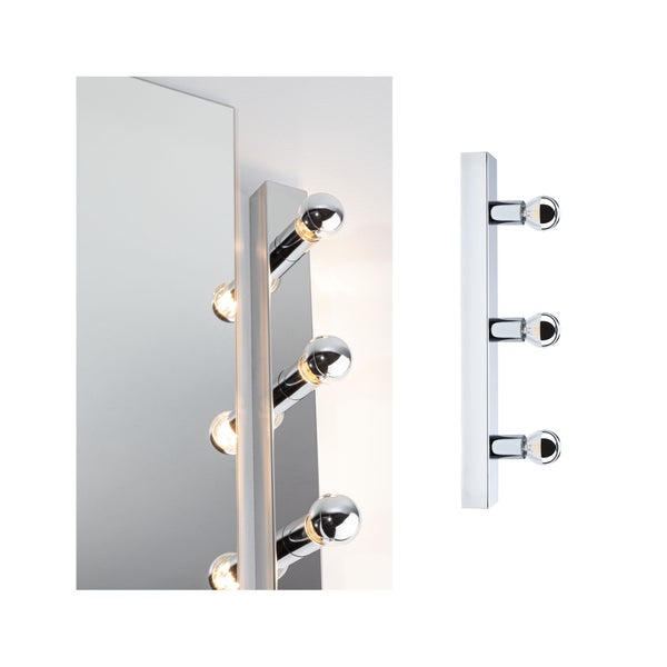 Set Spiegelleuchte Regula II inkl. Leuchtmittel 3-flammig IP44 E14 2700K 3x440lm 230V 3x4,8W dimmbar Chrom, Kopfspiegel Silber