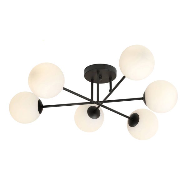 Euluna Deckenlampe Glassy (Modern) in Schwarz aus Glas (6 flammig, E14) - Deckenleuchte Lampe Wohnzimmerleuchte