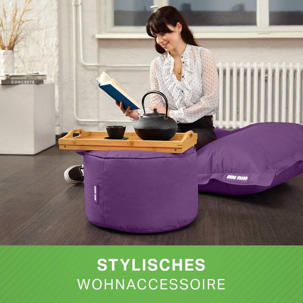 Green Bean Sitzsack-Hocker 45x25cm mit EPS-Perlen Füllung - Fußhocker Fußkissen Sitz-Pouf für Sitzsäcke - Bodenkissen für Kinder und Erwachsene - Fußablage Sitzkissen Sitzhocker Lila