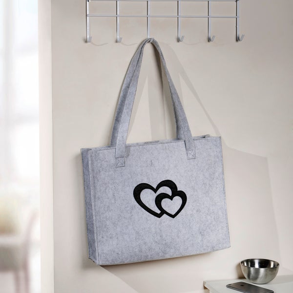 FRANK FLECHTWAREN | Filztasche Herzduo, FILZ, 39 x 32 x12 cm