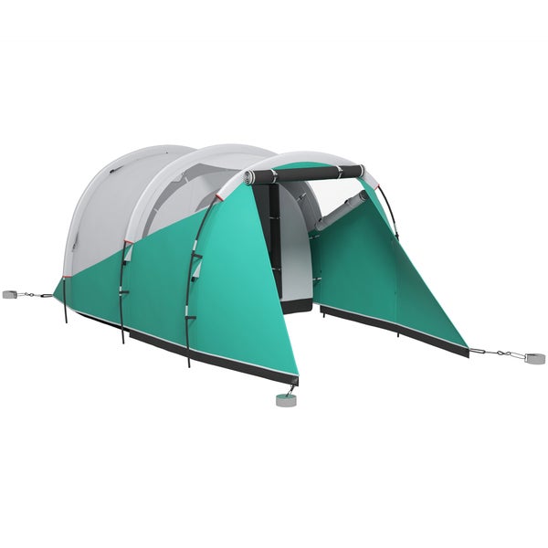 Outsunny Tunnelzelt, Campingzelt für 5 Personen, mit 2 Räumen, Tragetasche,  460L x 260B x 190H cm, Polyester, PE, Grün