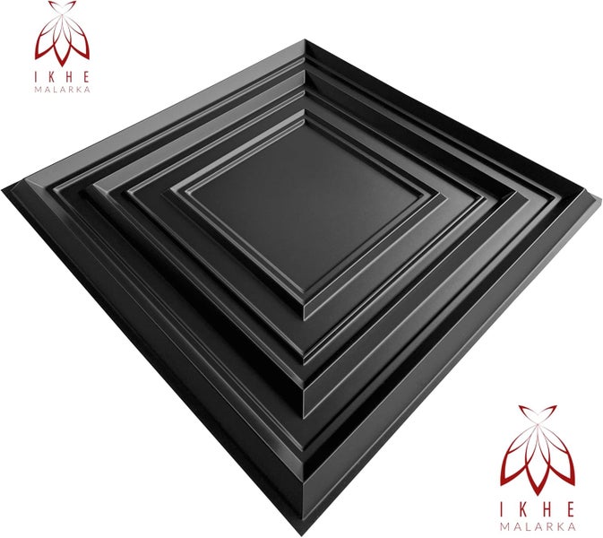 3D Wandpaneel 50x50 cm – PVC Kunststoff in realistischer 3D Optik – Roma Klassiker Desing D145 Schwarz