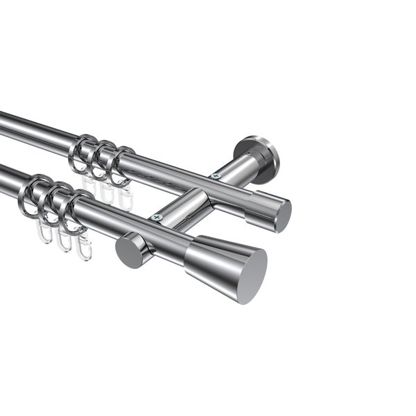 Doppelgardinenstange aus Metall mit Ringen und Befestigungsmaterial