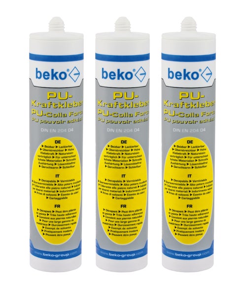 Drei Tuben Beko PU-Kraftkleber