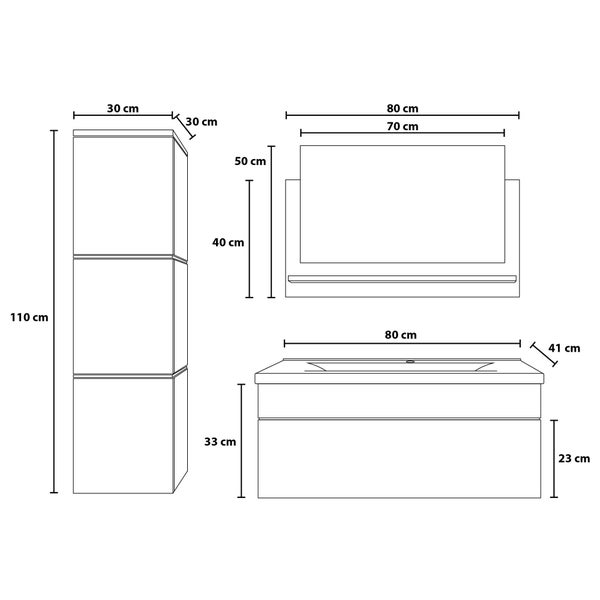 Home Deluxe - Badmöbel-Set - WANGEROOGE BIG Weiß - Large - inkl. Waschbecken und komplettem Zubehör - Breite Waschbecken: ca. 80 cm I Badezimmermöbel Waschtisch Badmöbelset