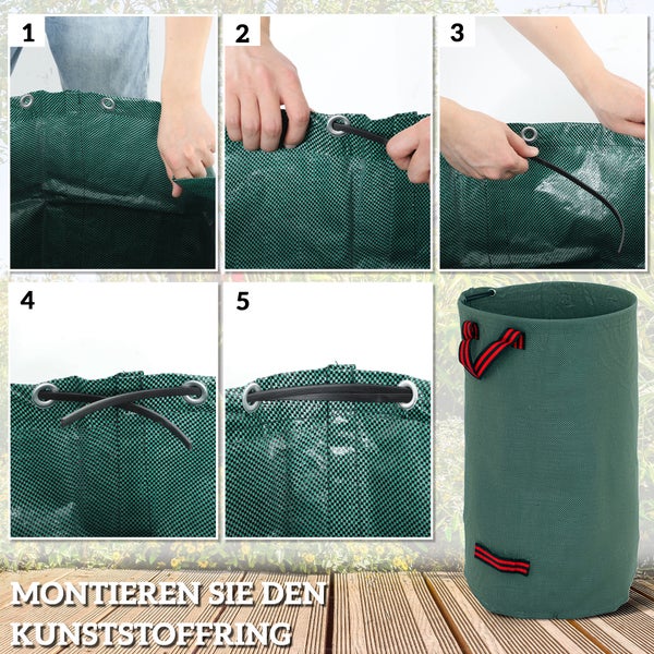 Outsunny Gartensack 3x120L wasserdicht Gartenabfallsack mit Griffe, stabil Laubsack, selbststehend Gartensäcke mit UV Schutz, wiederverwendbare Gartenabfallsäcke für Gartenabfälle Grünschnitt