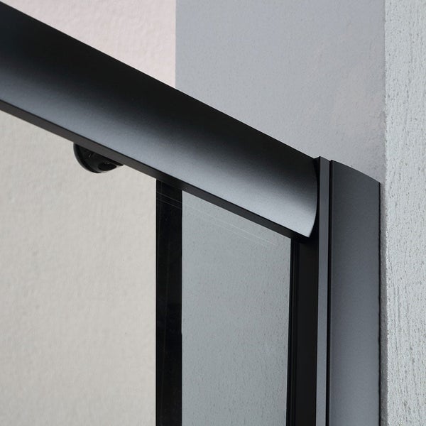 Nischenduschtür 150 cm mit Schiebetür und Rahmen aus mattem schwarzem Aluminium | City
