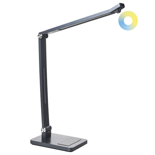 Graue LED Schreibtischleuchte mit verstellbarem Arm