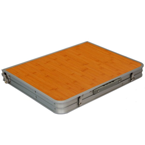 AMANKA klappbarer höhenverstellbarer Campingtisch 90x60x70 cm Leichtgewicht Klapptisch Reisetisch im Kofferformat Bambus