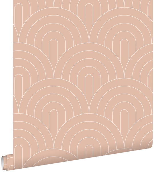 ESTAhome Tapete Art Decó Muster Pfirsichrosa - 53 cm x 10.05 m - 139218