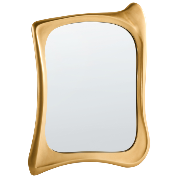 Rechteckiger Spiegel mit unregelmäßig geformtem Rahmen
