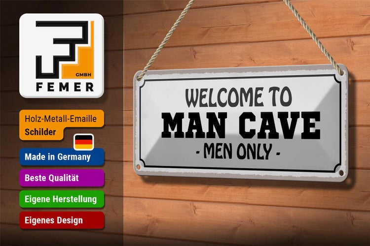 Blechschild Spruch 27x10cm Welcome to man cave men only Dekoration