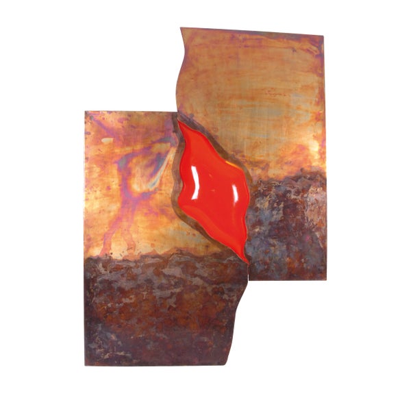 Dekorative Wandskulptur aus Metall mit Kunstharz