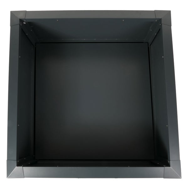 Draufsicht eines quadratischen Hochbeets aus Metall in Anthrazit.