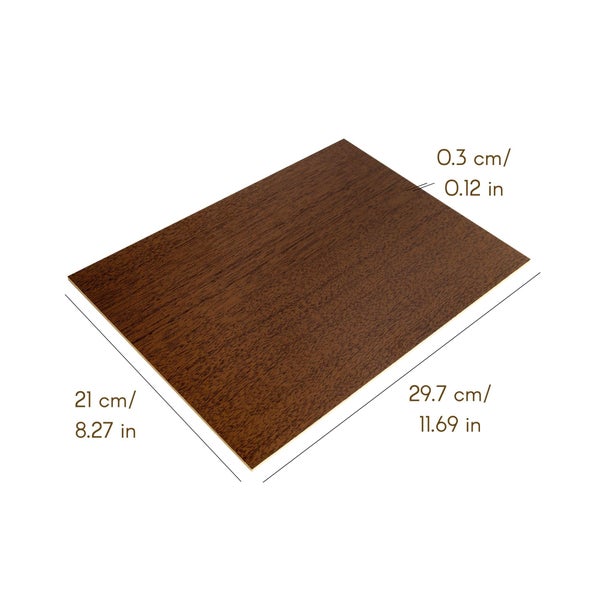 Creative Deco 10xA4 MDF Platten Einseitig Lackiert Wenge 300x210x3 mm