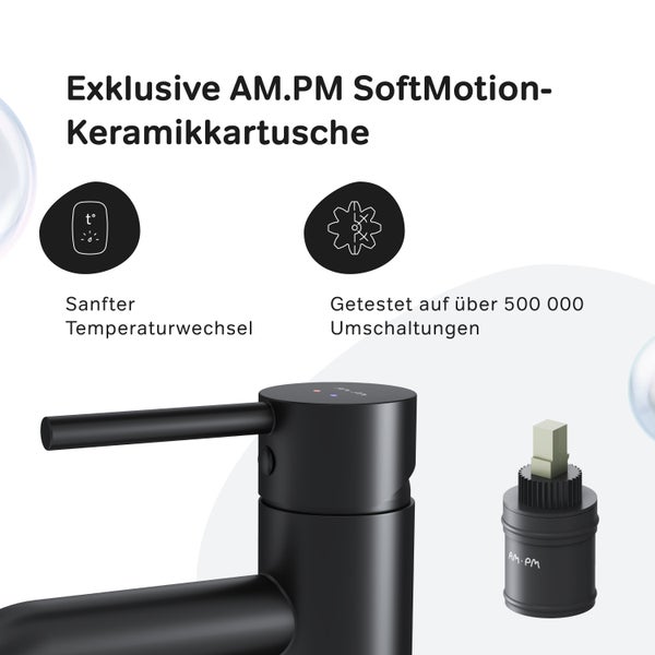 AM.PM Waschtischarmatur für Aufsatzwaschbecken mit Klick-Ablaufgarnitur FPA92222 Spike Schwarz matt