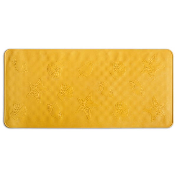 Gelbe Badewannenmatte mit Seestern- und Muschelmuster