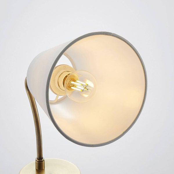 Lindby Wandleuchte, Wandlampe Innen Ethan (Retro Vintage Antik) in Gold / Messing (1 flammig E14) - Textil Wandleuchten Wandstrahler Wandbeleuchtung Schlafzimmer Wohnzimmer Wohnzimmerleuchte