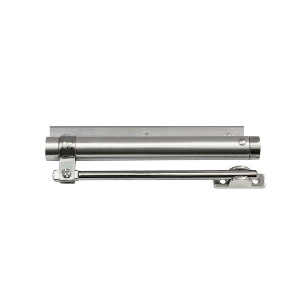 Türschließer für Innentüren aus Metall in silberner Optik zur automatischen Türschließung