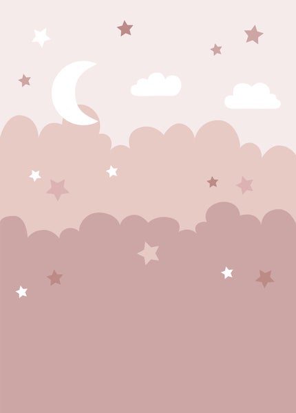 ESTAhome Fototapete Wolken und Sterne Rosa - 200 x 279 cm - 159250
