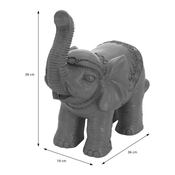 ML-Design Deko Figur Elefant Grau 36x19x39 cm, Orientalische Finish, witterungsbeständig, für Innen & Außen, Glückselefant Statue als Geschenk, Feng Shui Skulptur, Reichtum Figur, Gartendeko Raumdeko