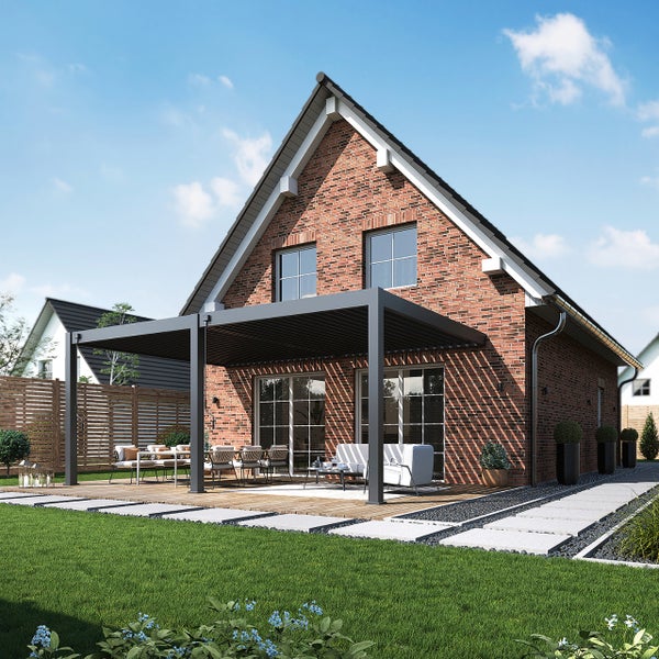 Weide Deluxe Plus Aluminium Pavillon 4 x 6 M Anthrazit Wandpergola