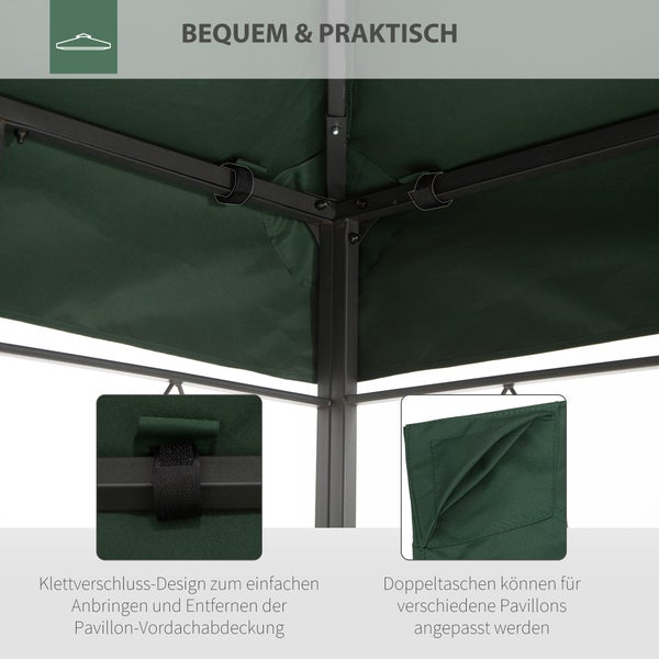 Outsunny Ersatzdach, Pavillondach für Metallpavillon, 3x4m, Polyester, Grün