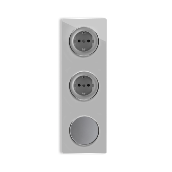 Dreifachkombination aus zwei Schutzkontaktsteckdosen und einem Dimmer für die Unterputzinstallation