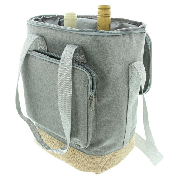 FRANK FLECHTWAREN | Kühltasche Grey, POLYESTER, LEINEN, ALUMINIUM, 24 x 18 x 34 cm
