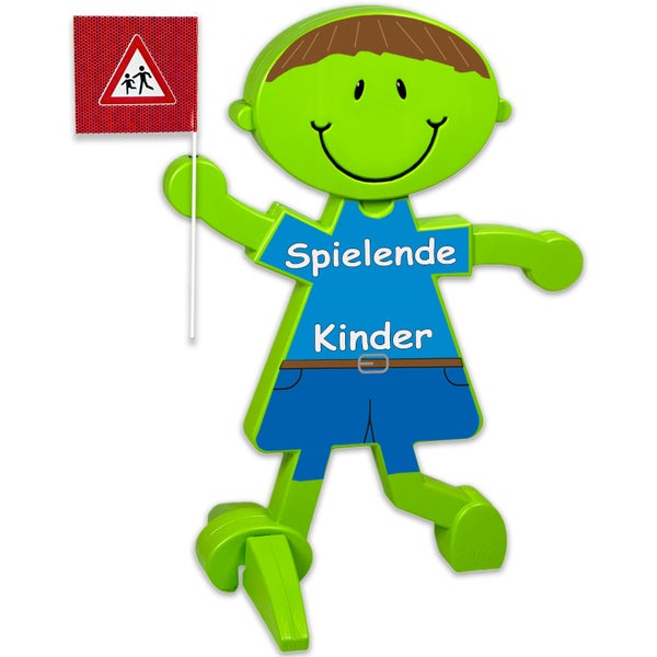 3D Warnschild Lisa Brems und Luca Brems Sicherheit Vorsicht spielende Kinder reflektierende Verkehrsfiguren / blau / Spielende | Kinder