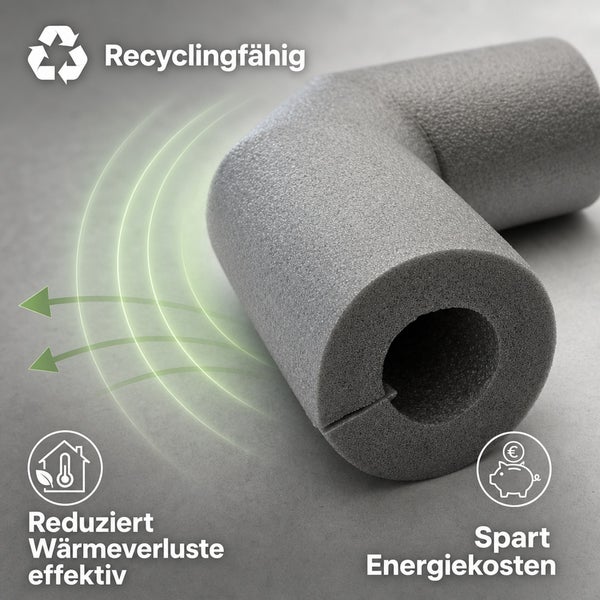 Rohrisolierung Bogen aus Schaumstoff zur Reduzierung von Wärmeverlusten und Energiekosten, recyclingfähig