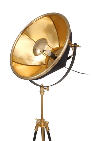 Vintage Industrielampe Stehlampe im Loft Design Studio Look Gold Schwarz | Wohnzimmer Esszimmer Leuchte