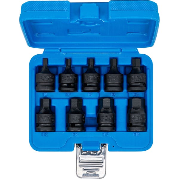 BGS Kraft-Bit-Einsatz-Satz Antrieb Innenvierkant 12,5 mm (1/2) Innensechskant 5 - 19 mm 9tlg. - 5485