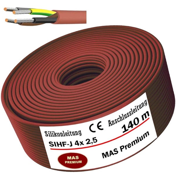 Silikonleitung SIHF-J 4x2,5 Quadratmillimeter 140 Meter Ring als Anschlussleitung