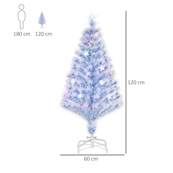 HOMCOM künstlicher Weihnachtsbaum, Ø60 x 120H cm, Metall, Weiß, Blau