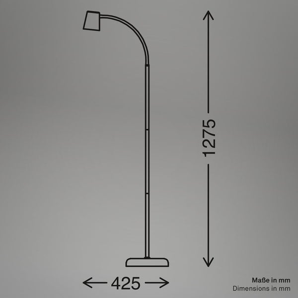 BRILONER Stehleuchte, mit Fußschalter, flexibler Lampenkopf, Stehlampe, 127,5 cm, 1x GU10, max. 9W, schwarz
