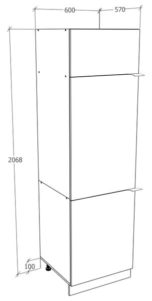 Küchenschrank B. 60 cm Hochschrank Küche Fasola