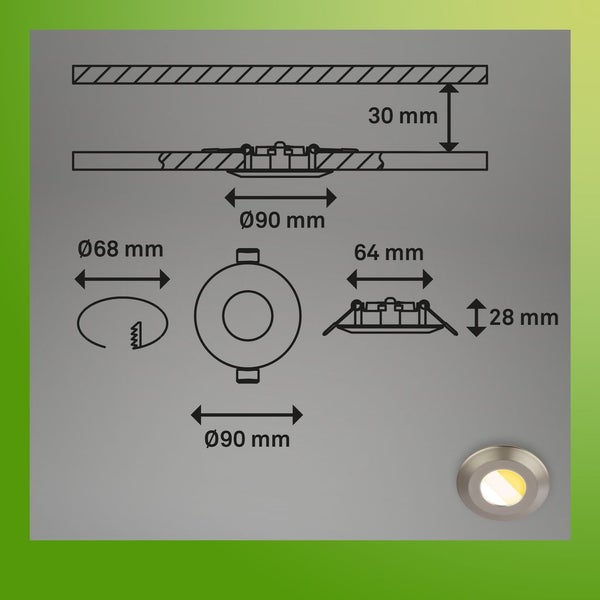6er Set LED Bad Einbaustrahler LED Einbauleuchten Bad Spots CTS Flach Ra90