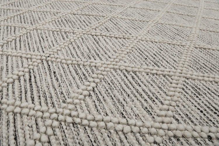 Esprit Teppich handgewebt Weiß Hellgrau aus Wolle Amy 80x150 cm