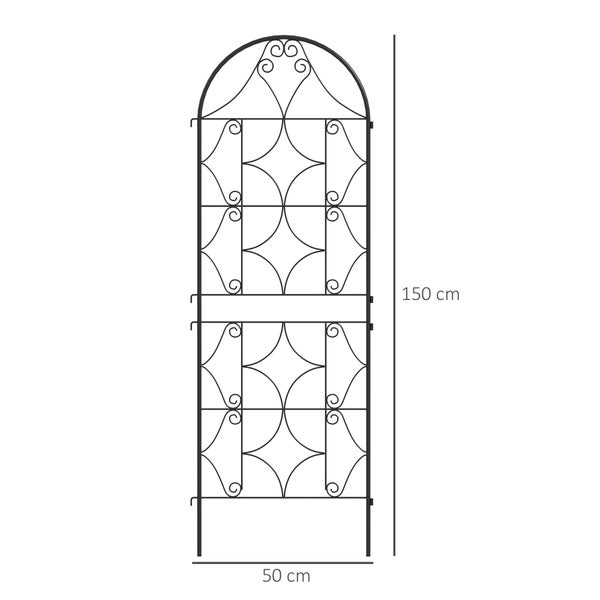 Outsunny Rankgitter Metall 2er Set zum Stecken rostfrei Rankhilfe für Kletterpflanzen 50x150 cm Garten Spalier für Zimmerpflanzen Pflanzenspalier für Tomaten Gemüse Blumen Kletterpflanzen Schwarz
