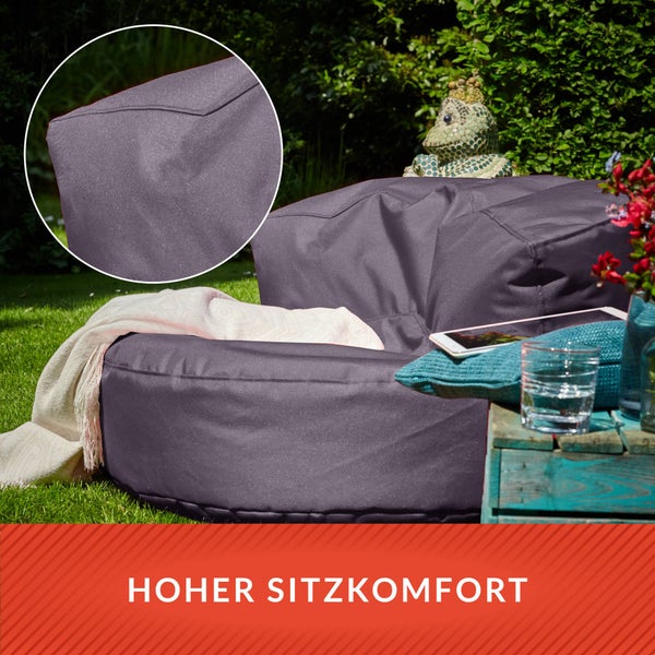 Green Bean Sitzsack Sofa mit Füllmaterial - Lounge im Sitzsack-Design 90x50cm mit ergonomischer Rückenlehne & waschbarem Bezug - Indoor und Outdoor geeignet in Anthrazit